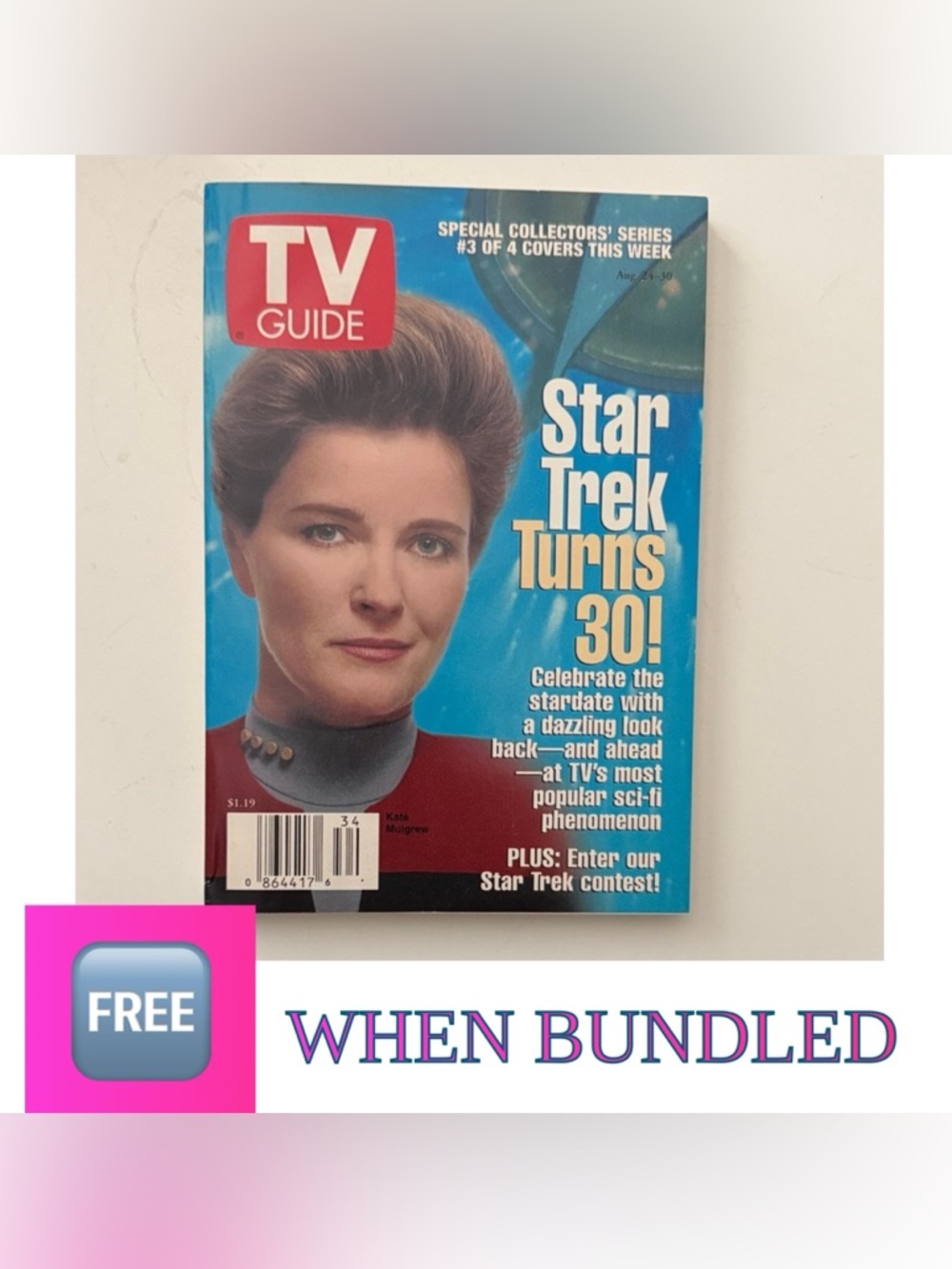 🆓 When Bundled TV Guide August 1996 Captain Janeway Star Trek Turns 30 Series #3